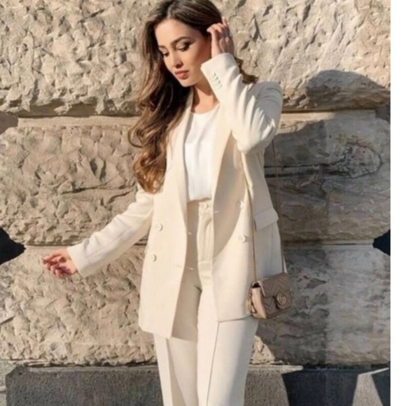 ZARA Double Breasted Blazer Cream Bloggers Fav - Picture 3 of 9